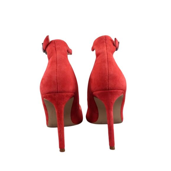 Charles David Shoes Womens 9 Pumps Ankle Strap Suede Red Pointed Toe Formal Sexy - Picture 6 of 16